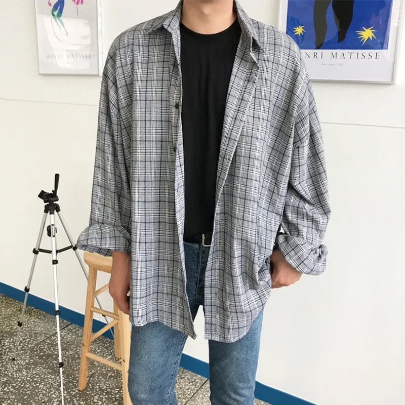 [Korean Style] 2 Colors Broadcloth Plaid Shirts