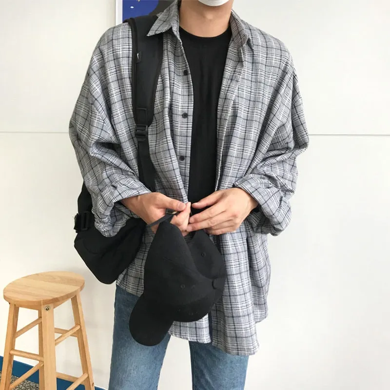 [Korean Style] 2 Colors Broadcloth Plaid Shirts