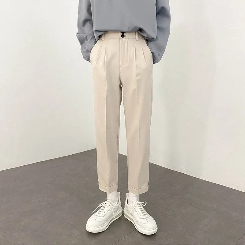 [Korean Style] 2 Colors Pleated Ankle-Length Pants