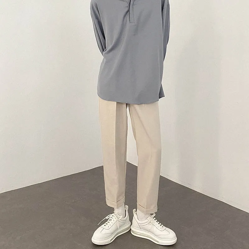 [Korean Style] 2 Colors Pleated Ankle-Length Pants