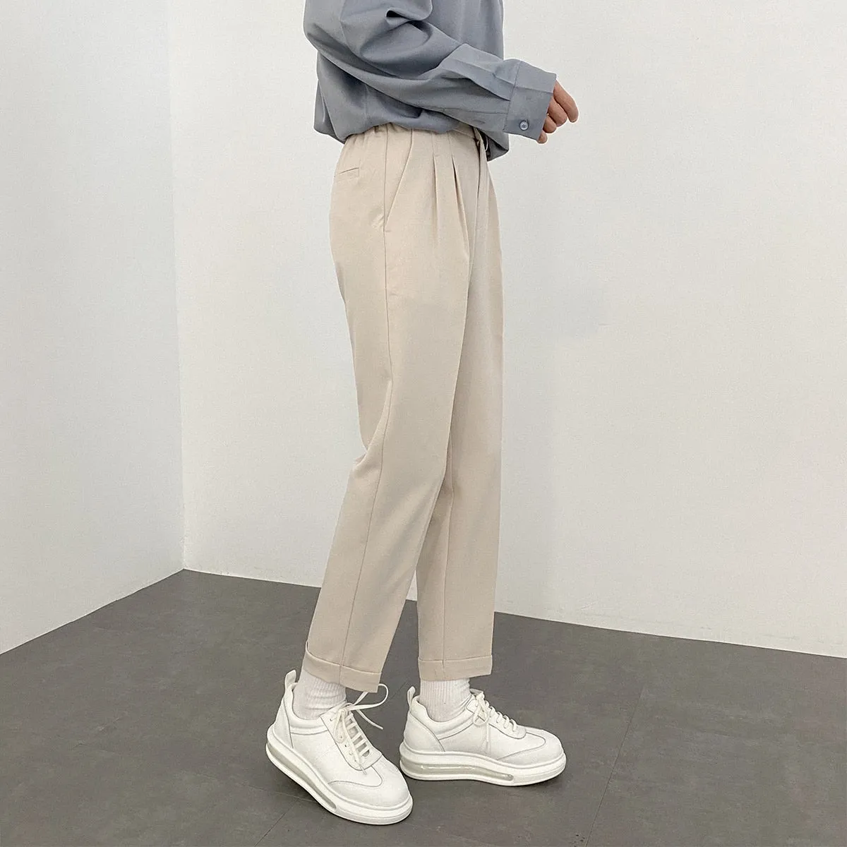 [Korean Style] 2 Colors Pleated Ankle-Length Pants