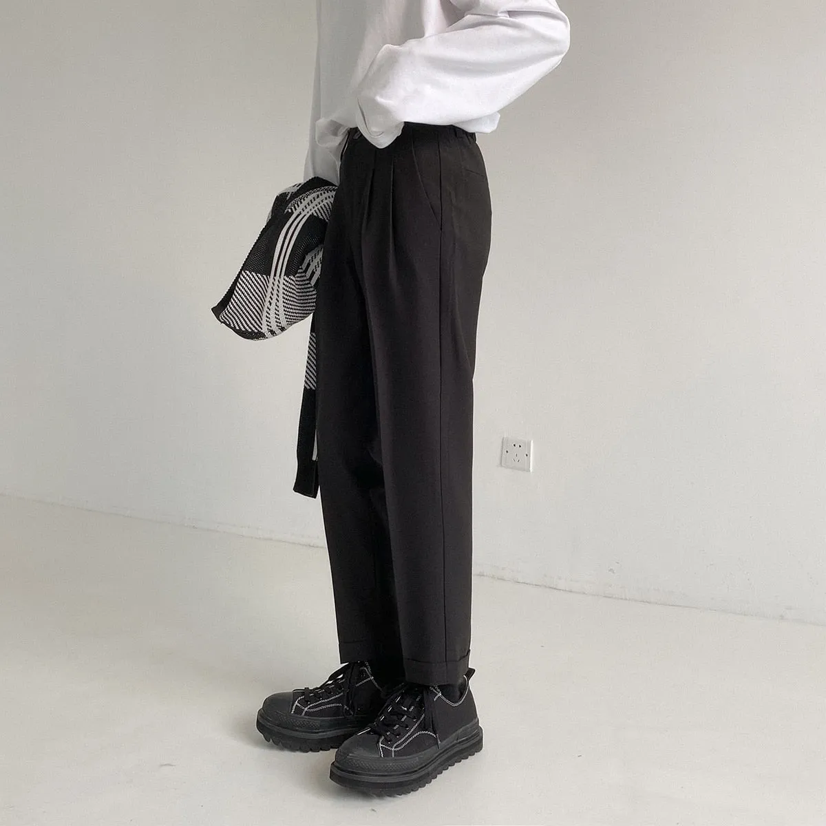 [Korean Style] 2 Colors Pleated Ankle-Length Pants