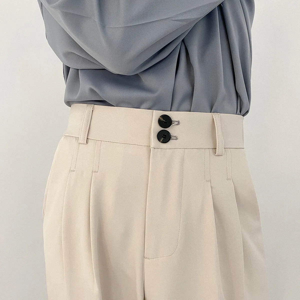 [Korean Style] 2 Colors Pleated Ankle-Length Pants