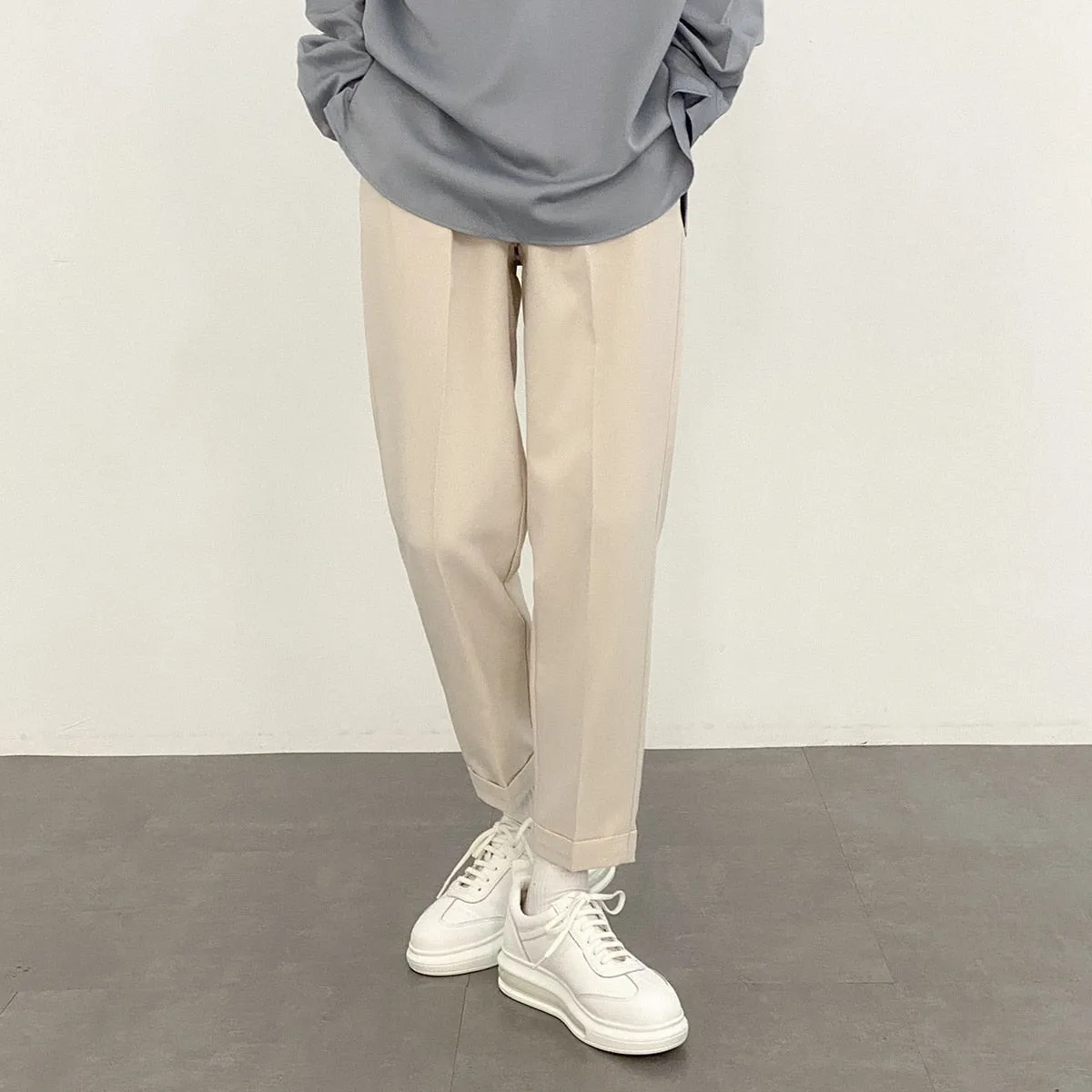 [Korean Style] 2 Colors Pleated Ankle-Length Pants