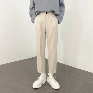 [Korean Style] 2 Colors Pleated Ankle-Length Pants