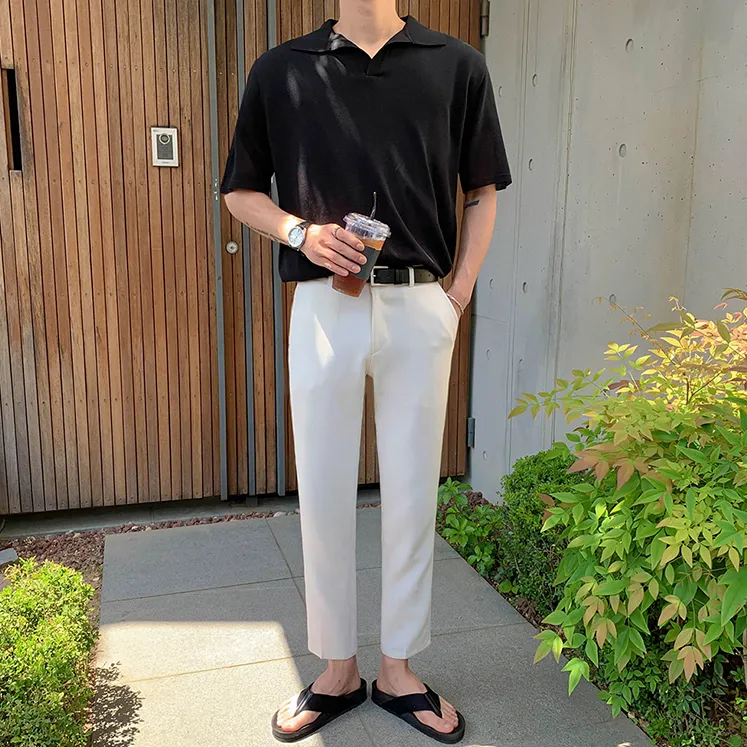 [Korean Style] 4 Colors Knitted Lapel Polo Shirts