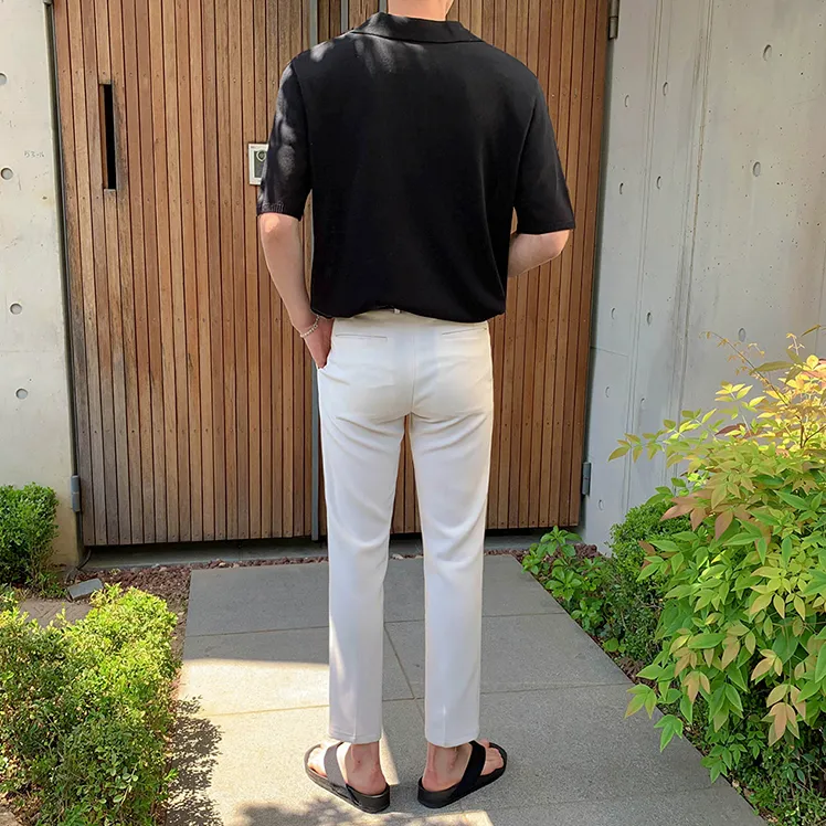[Korean Style] 4 Colors Knitted Lapel Polo Shirts