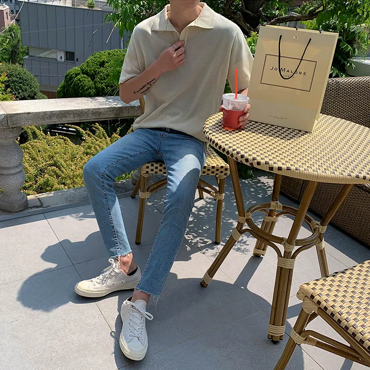 [Korean Style] 4 Colors Knitted Lapel Polo Shirts