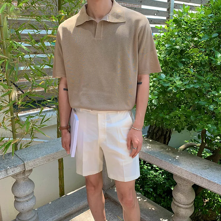 [Korean Style] 4 Colors Knitted Lapel Polo Shirts