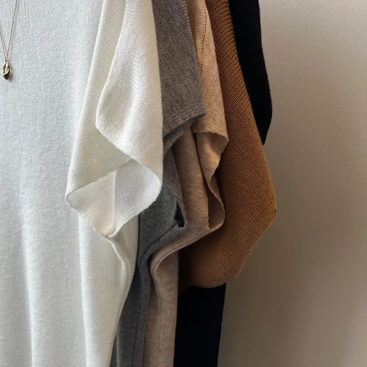 [Korean Style] 5 Color Mock Neck Cap Sleeve Knit Top