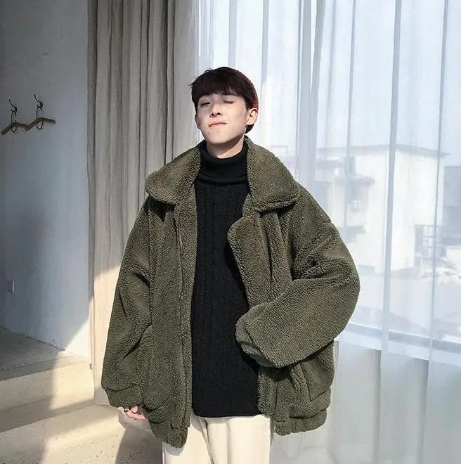 [Korean Style] Brick Wool Fleeced OverJacket