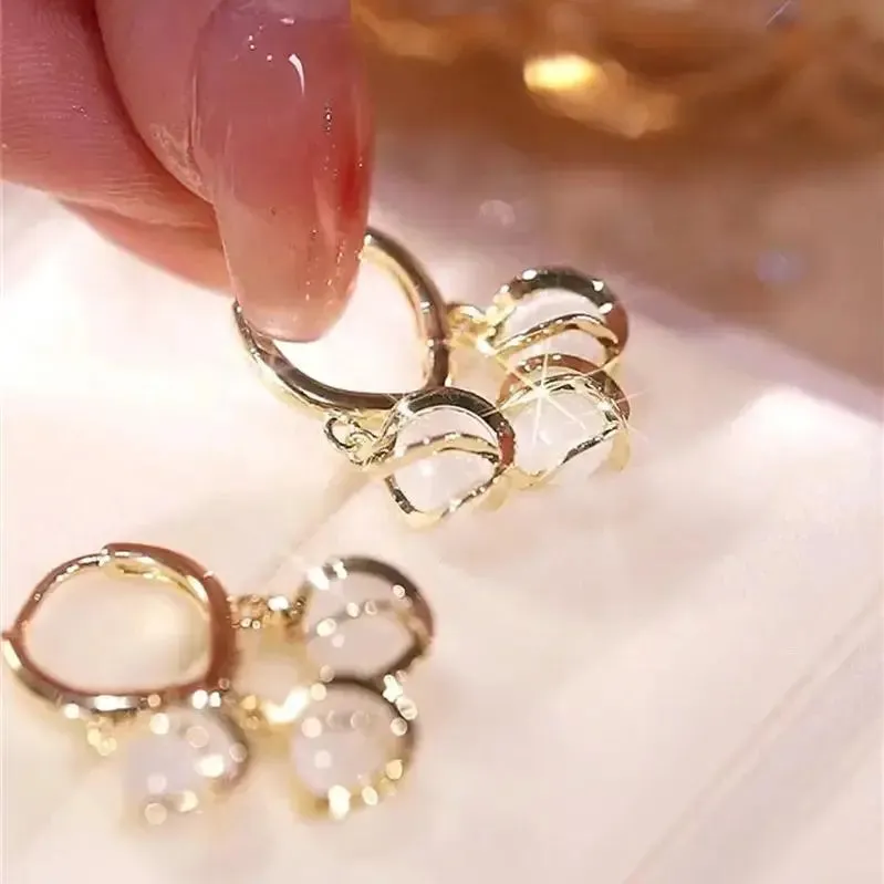 Korean Style earrings Gold Plated Eyebell Cat Eye Earrings