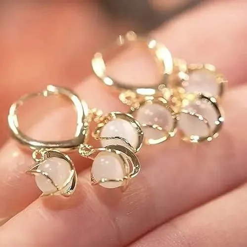 Korean Style earrings Gold Plated Eyebell Cat Eye Earrings