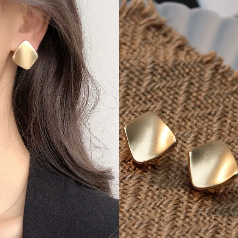 Korean Style Geometric metal Clip on Earrings Non Pierced  Ear Clips