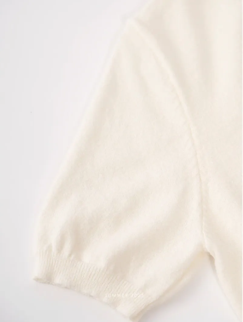 [Korean Style] Graphic Short Sleeve Find Knit Top