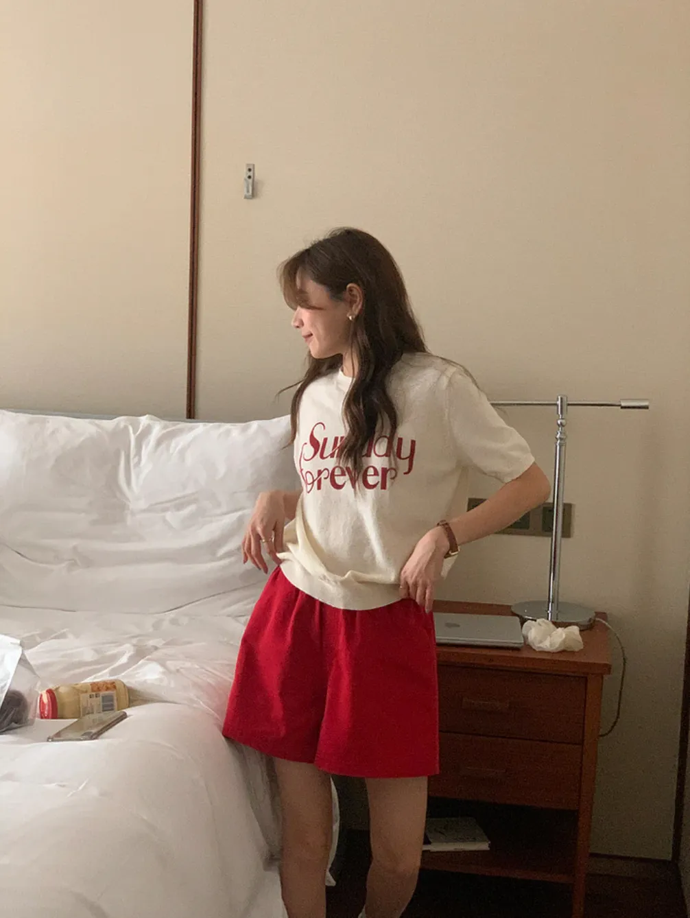 [Korean Style] Graphic Short Sleeve Find Knit Top