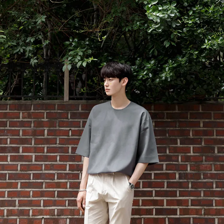 [Korean Style] Gray Oversized 1/2 T-shirts