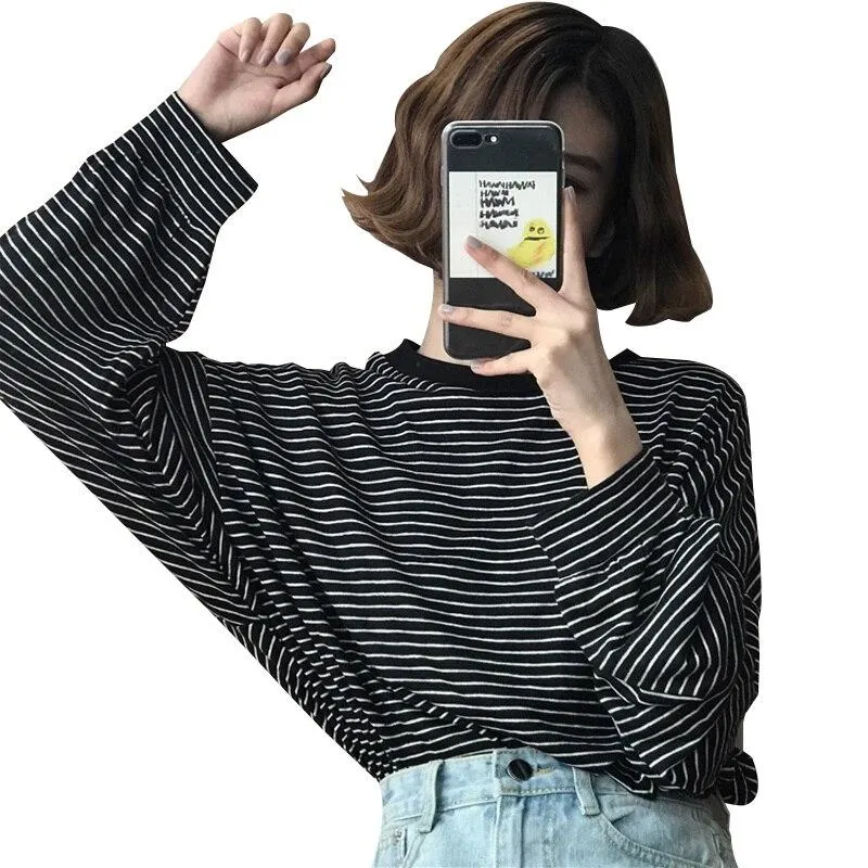 Korean T shirt Thin stripe