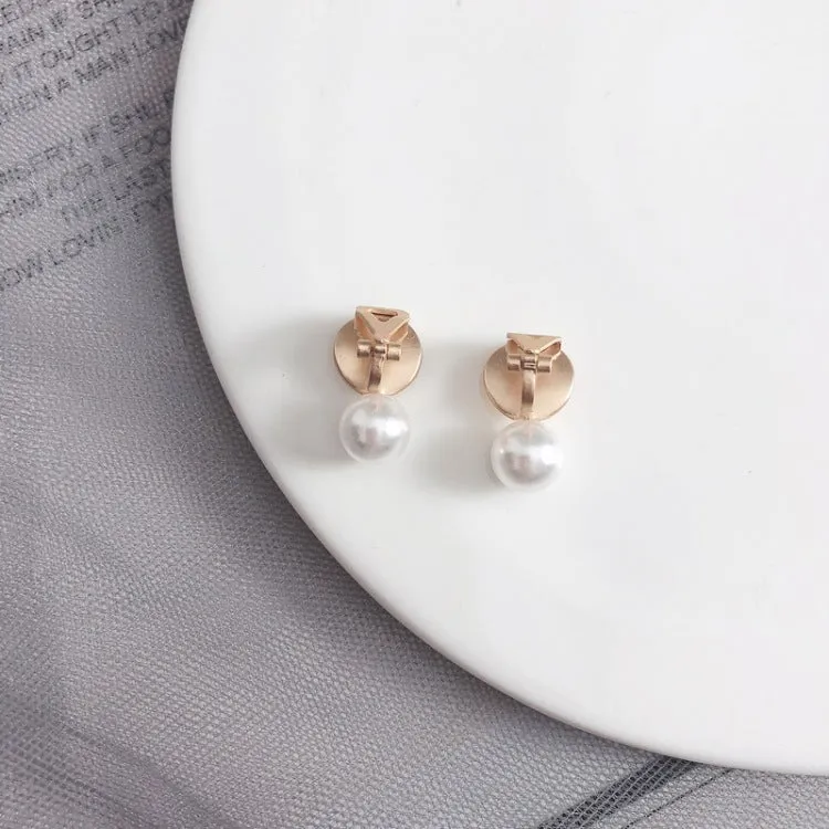 Korean Temperament Elegant Small Metal Metal Round Imitation Pearl Clip Earrings