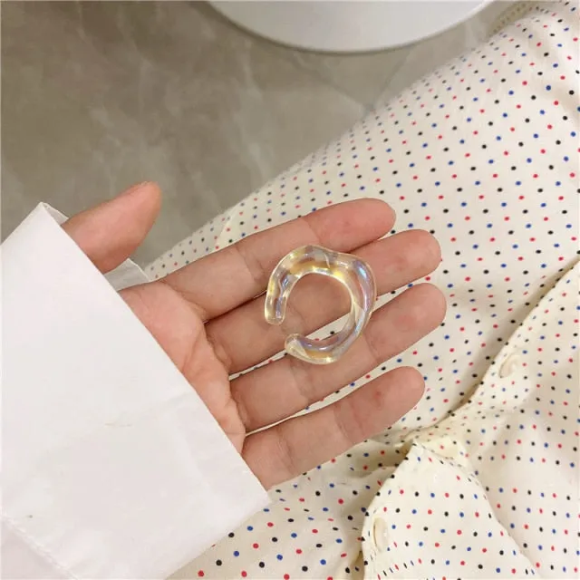 Korean Transparent ear cuff Geometric Flower Resin Acrylic Ear Clips Earrings