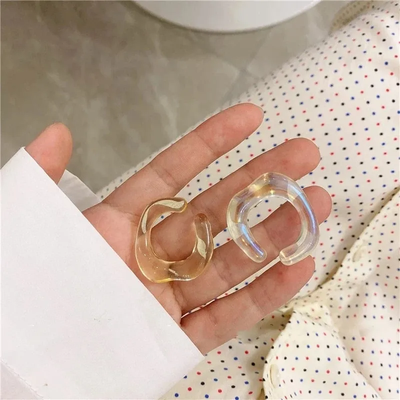 Korean Transparent ear cuff Geometric Flower Resin Acrylic Ear Clips Earrings