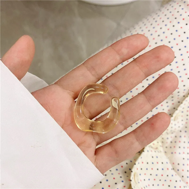 Korean Transparent ear cuff Geometric Flower Resin Acrylic Ear Clips Earrings