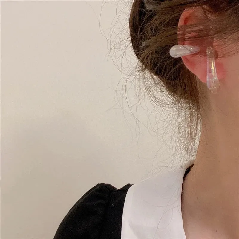 Korean Transparent ear cuff Geometric Flower Resin Acrylic Ear Clips Earrings
