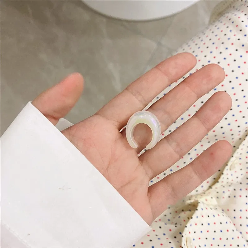 Korean Transparent ear cuff Geometric Flower Resin Acrylic Ear Clips Earrings