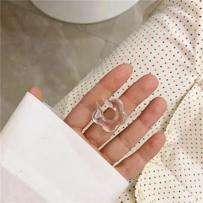Korean Transparent ear cuff Geometric Flower Resin Acrylic Ear Clips Earrings