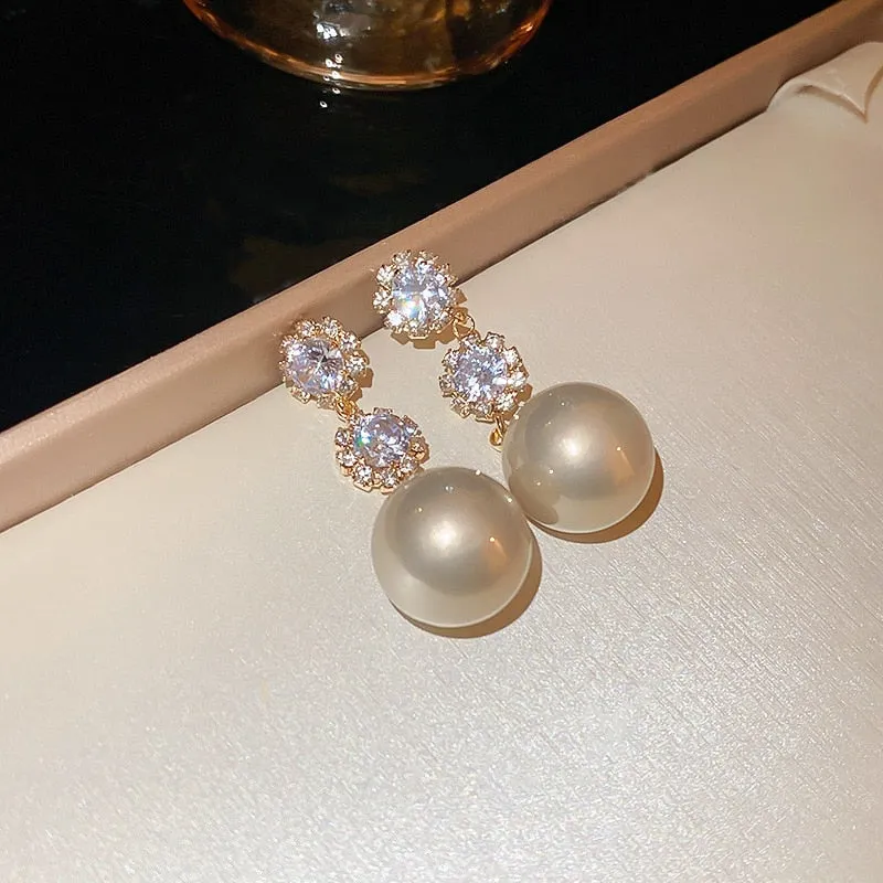 Korean Trendy Crystal Drop Earrings For Women