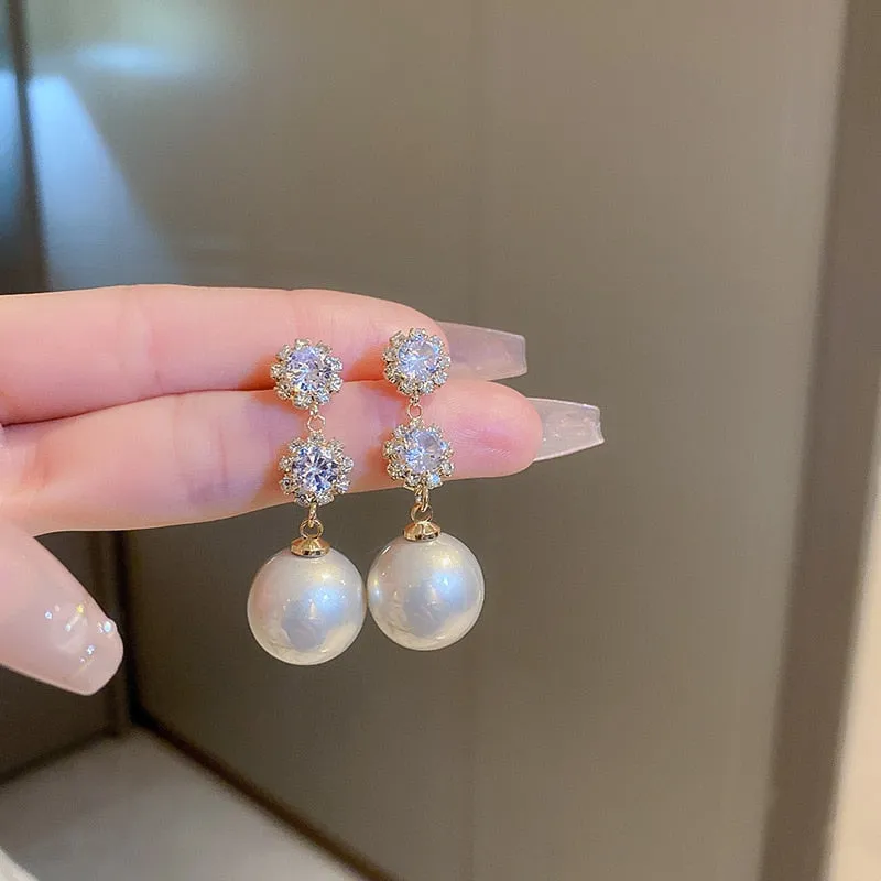 Korean Trendy Crystal Drop Earrings For Women