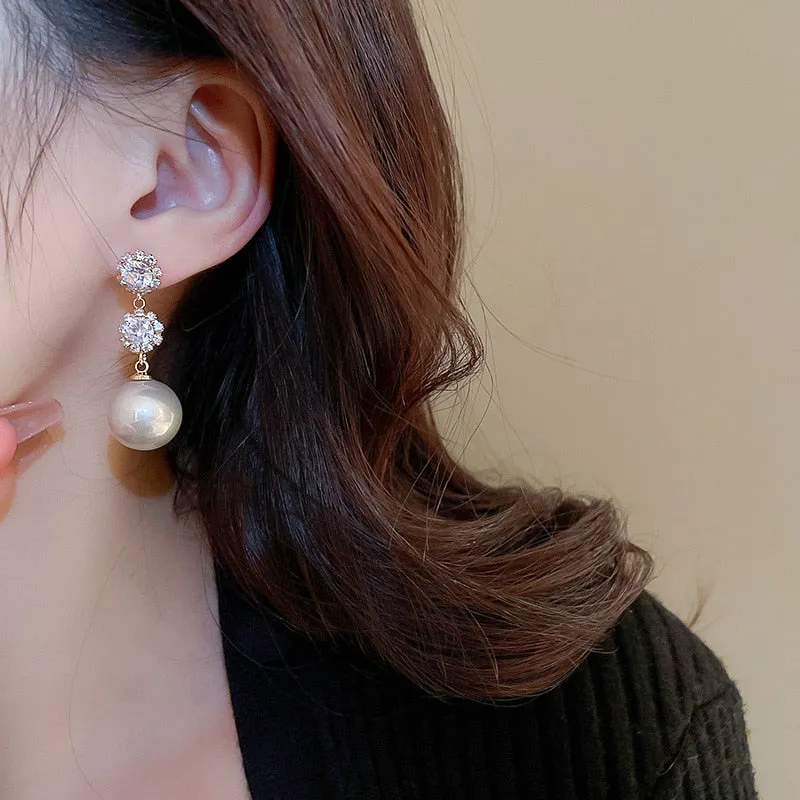 Korean Trendy Crystal Drop Earrings For Women