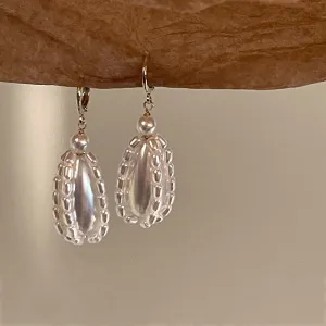 Korean Trendy Elegant Pearl Geometric Waterdrop Drop Earrings For Women