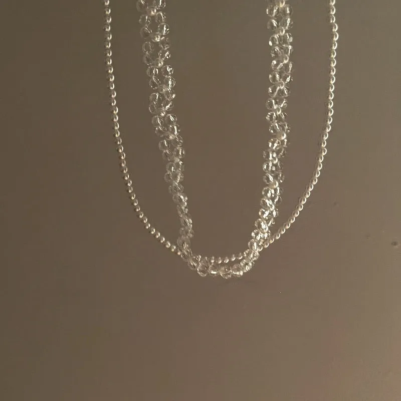 Korean Vintage Acrylic Flower Double Layers Necklace For Women