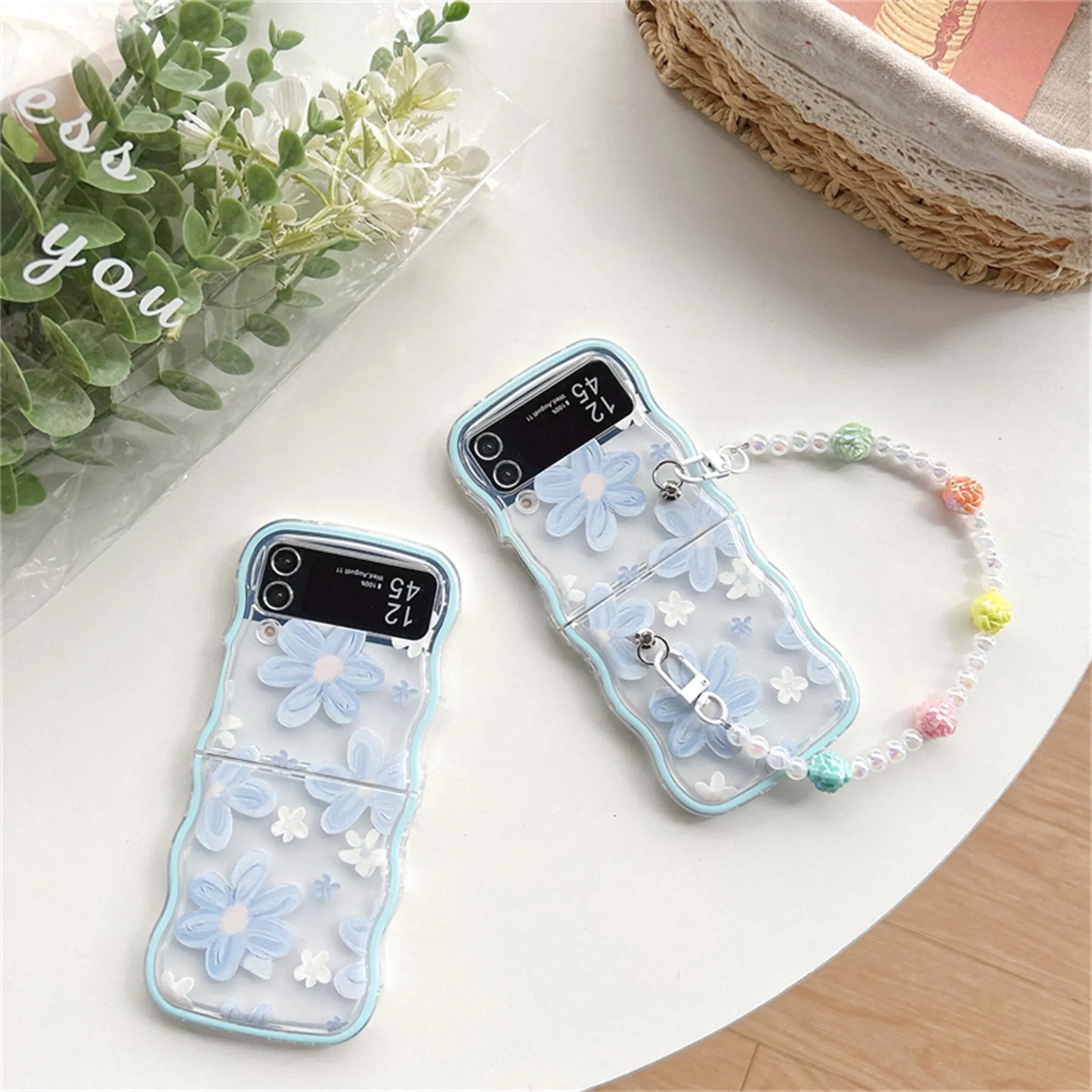 Korean Weave Blue Flower Rose Samsung Galaxy ZFlip 3 4 5G Case