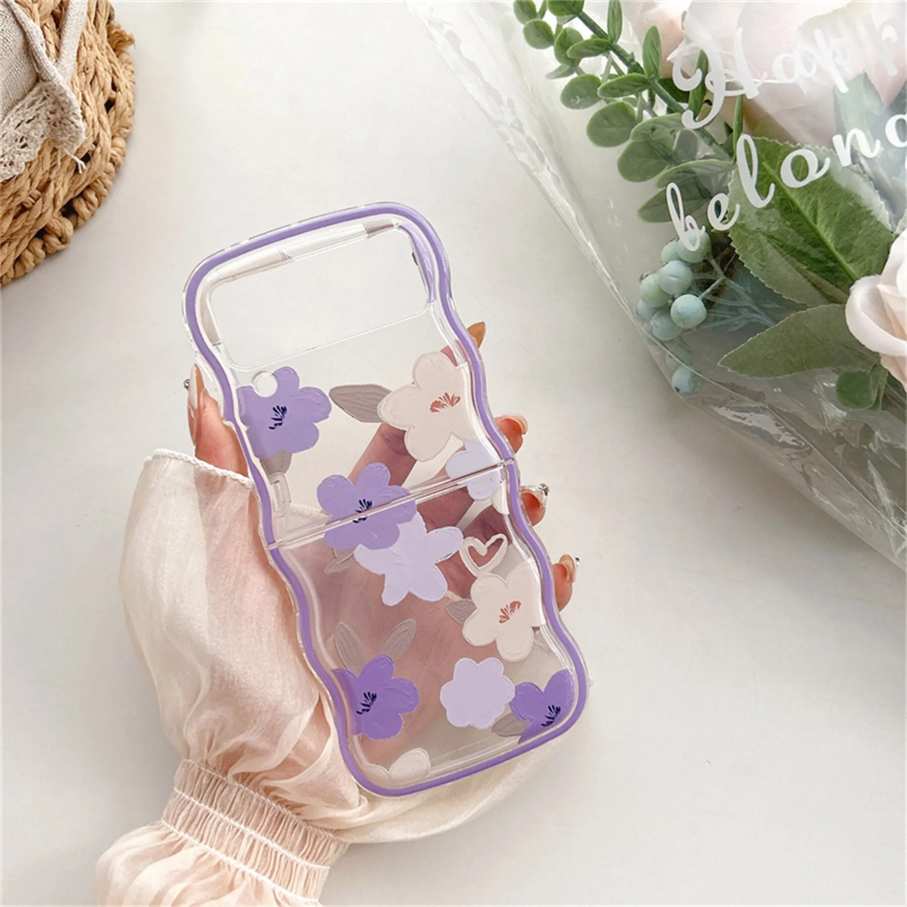 Korean Weave Blue Flower Rose Samsung Galaxy ZFlip 3 4 5G Case