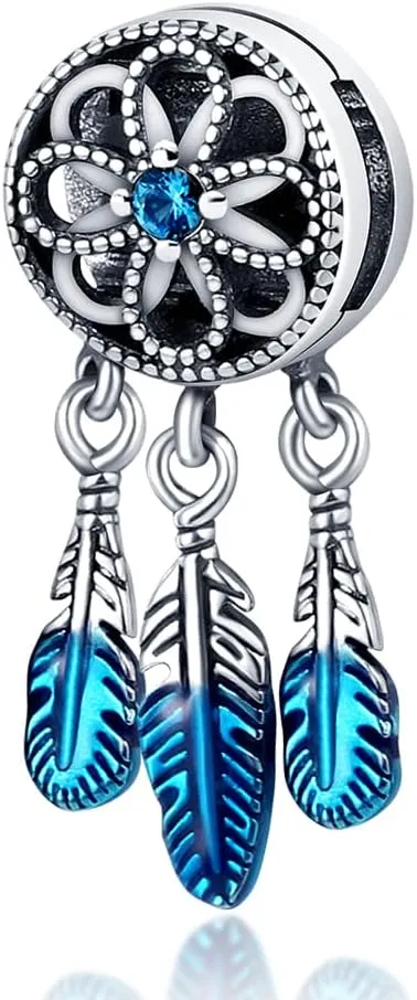 KUNSIR 925 Sterling Silver Clip-On Charm for Reflexions Mesh Bracelet Charm Bead fits Flat charm Bracelets Gift for Women（dream net ）