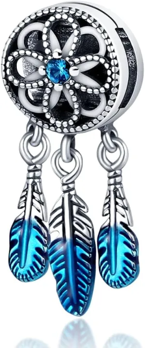 KUNSIR 925 Sterling Silver Clip-On Charm for Reflexions Mesh Bracelet Charm Bead fits Flat charm Bracelets Gift for Women（dream net ）