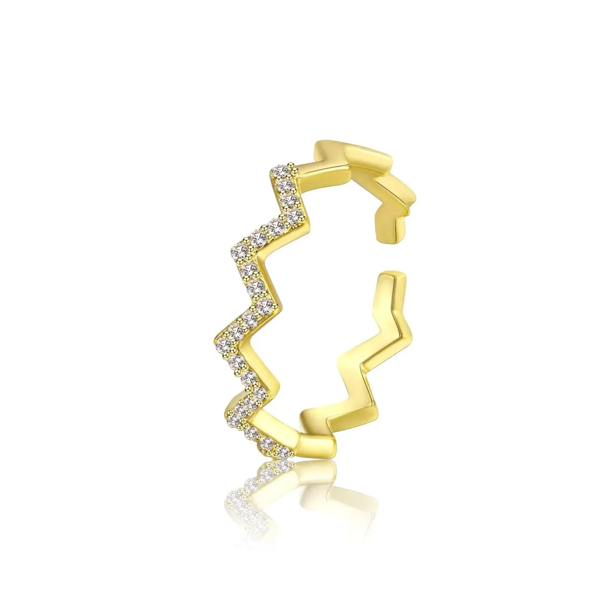 Kyerlyn Silver/Gold Opening Wave Pattern Rings