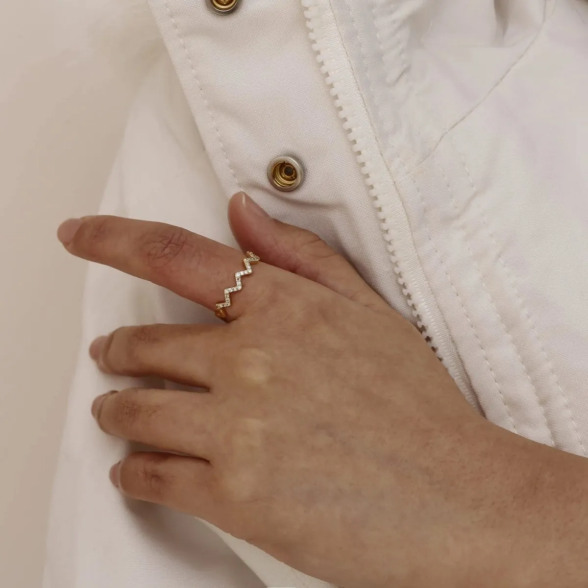 Kyerlyn Silver/Gold Opening Wave Pattern Rings