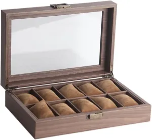 KYUSAR Watch Box Watch Holder Wooden Watch Box Men Jewelry Display Watch Case Jewelry Box Storage Watch Case With Glass Watch Organizer Watch Case (Color : 10 Slots)