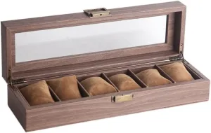 KYUSAR Watch Box Watch Holder Wooden Watch Box Men Jewelry Display Watch Case Jewelry Box Storage Watch Case With Glass Watch Organizer Watch Case (Color : 6 Slots)