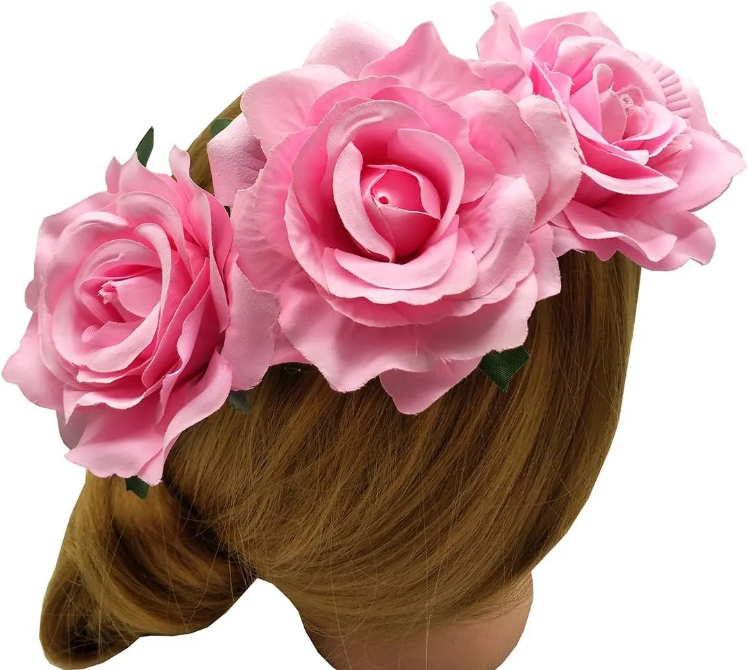 La Homein Sanrich 4pcs/Pack Fabric Rose Hair Flowers Clips Mexican Hair Flowers Hairpin Brooch Headpieces