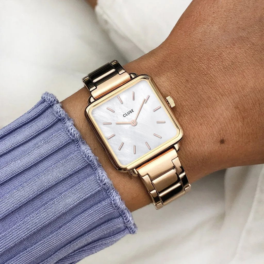 La Tétragone Steel White Pearl, Rose Gold Colour 28,5 mm -CL60027S