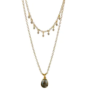 Labradorite Layered Pendant and Beads Necklace