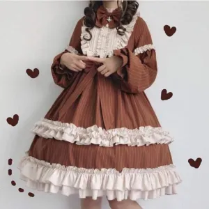 Lace  Bow Dress Kawaii Academia Y2K Cottagecore Coquette Fairycore Dollette Princesscore