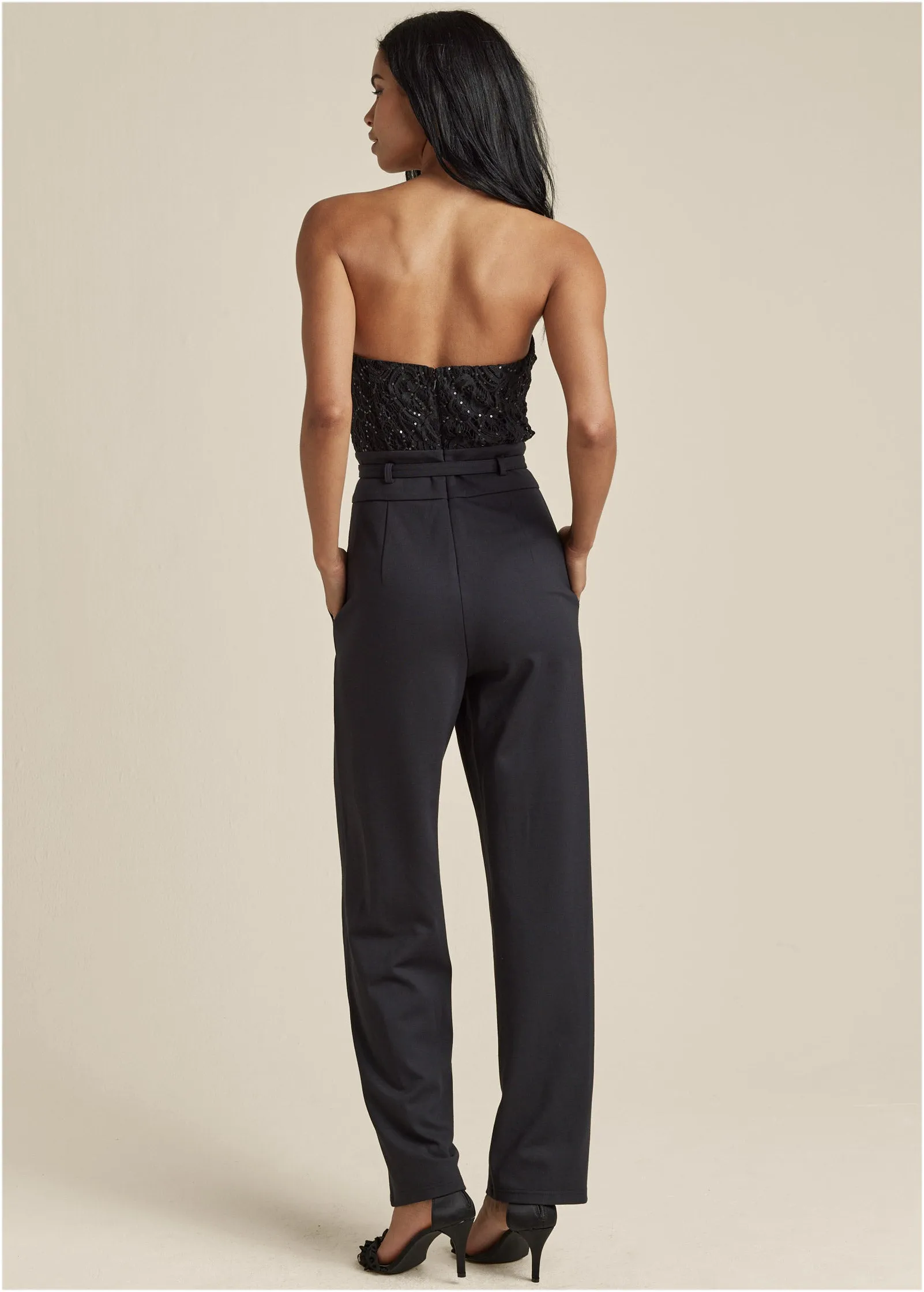 Lace Corset Jumpsuit - Black