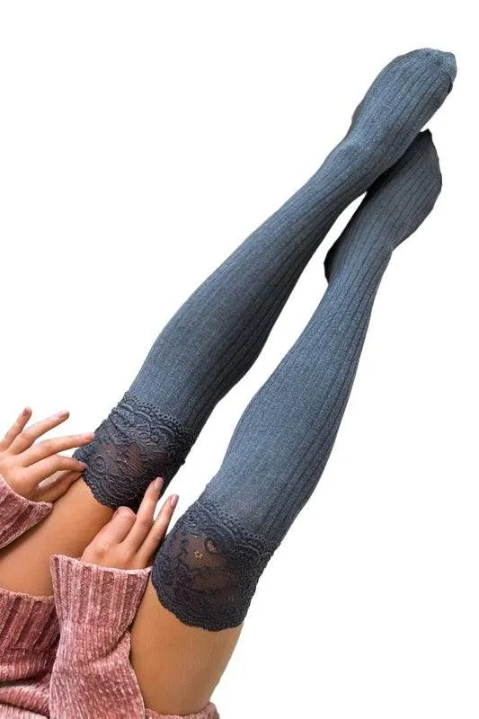 Lace Topped Over the Knee Socks
