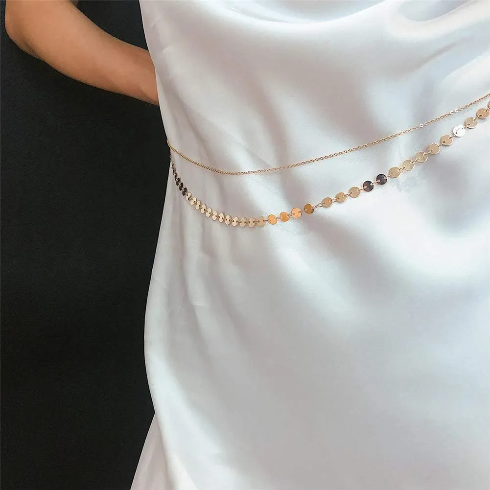 Ladies' Minimalist Sequin Double-Layer Waist Chain Body Chain Waist Chain Accessory