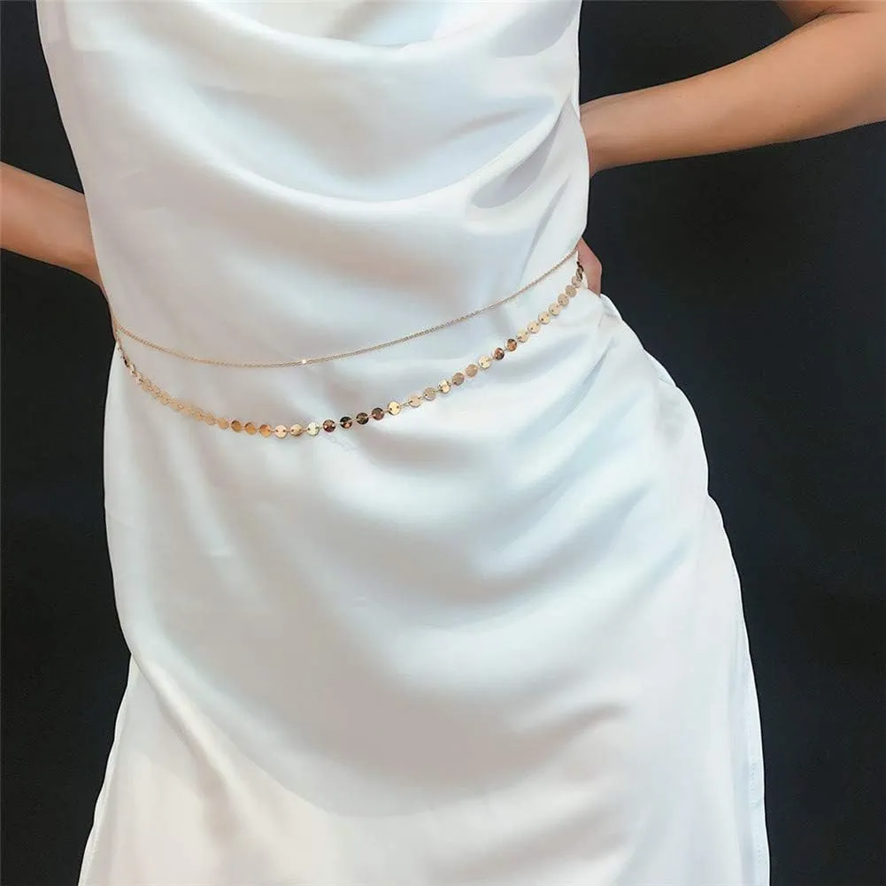 Ladies' Minimalist Sequin Double-Layer Waist Chain Body Chain Waist Chain Accessory